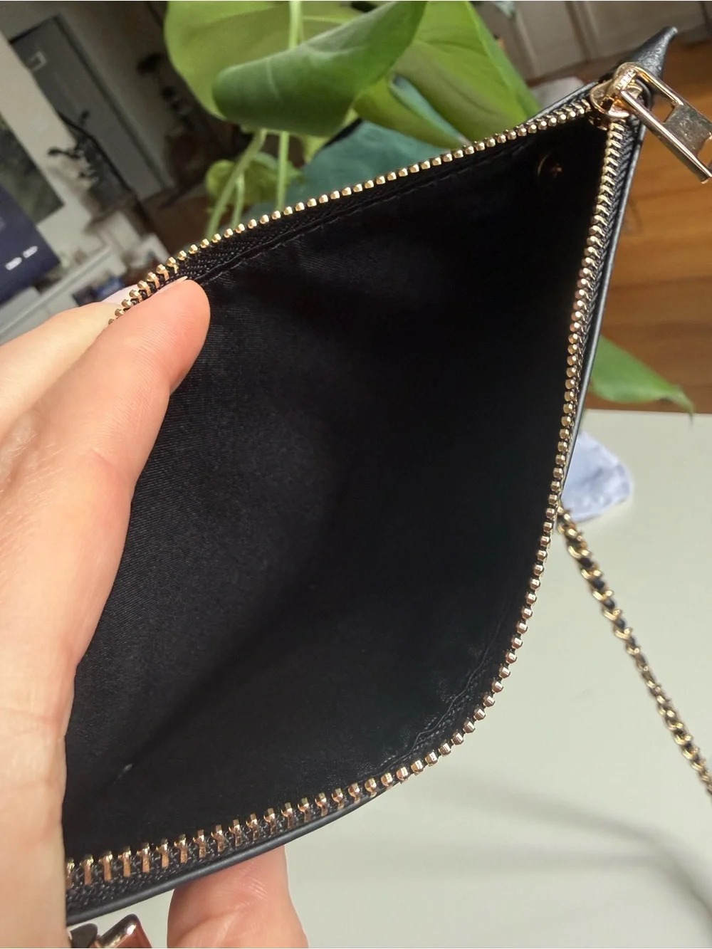 Tom Ford Black Leather Chain Strap Cosmetic Pouch